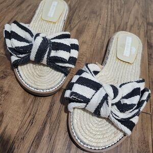 Striped Bow Espadrille Sandals